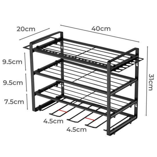 4-Tier Wall-Mounted Power Tool Organizer & Drill Holder Rack, Heavy-Duty Carbon Steel Garage Storage for Cordless Drills